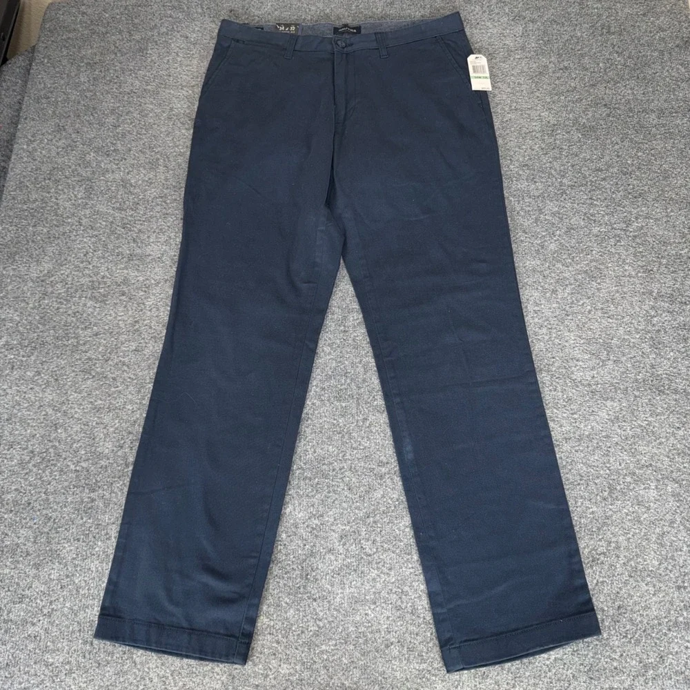 Nautica Deck Pant Mens 34x32 Navy Blue Stretch Classic Fit Chino Pant NEW Casual
